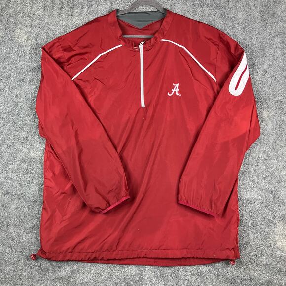 Alabama Crimson Tide Pullover Jacket Mens 2XLT Red Quarter Zip Embroidered - Picture 1 of 9
